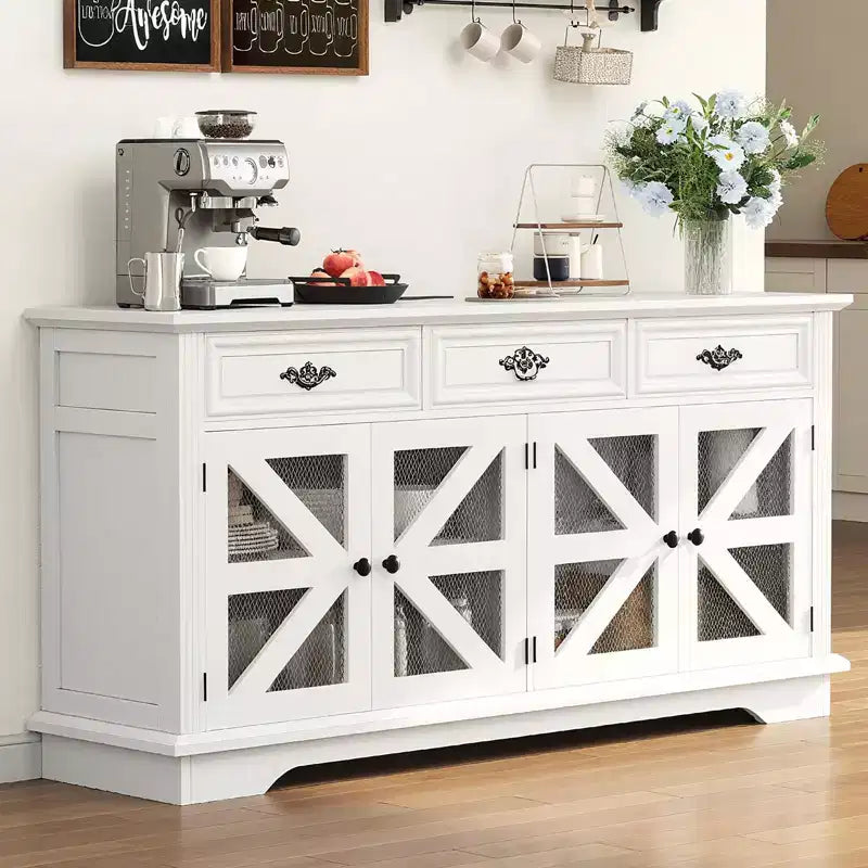 Madia a credenza piccola da 31,5" stile farmhouse con ripiani regolabili per soggiorno o ingresso