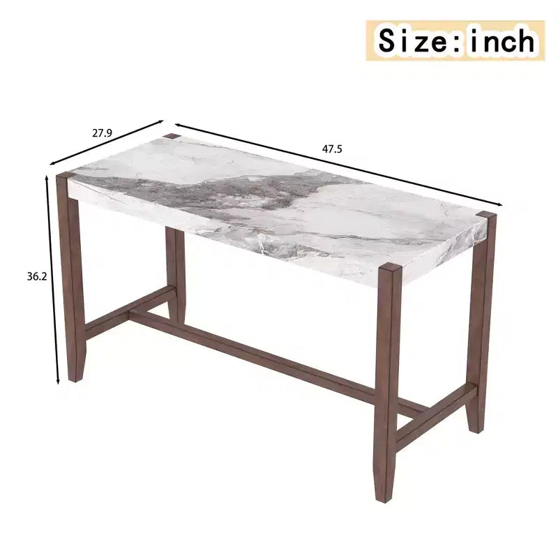 Tavolo da pranzo moderno da 47.5" con finitura effetto marmo e gambe rinforzate per cucina o soggiorno