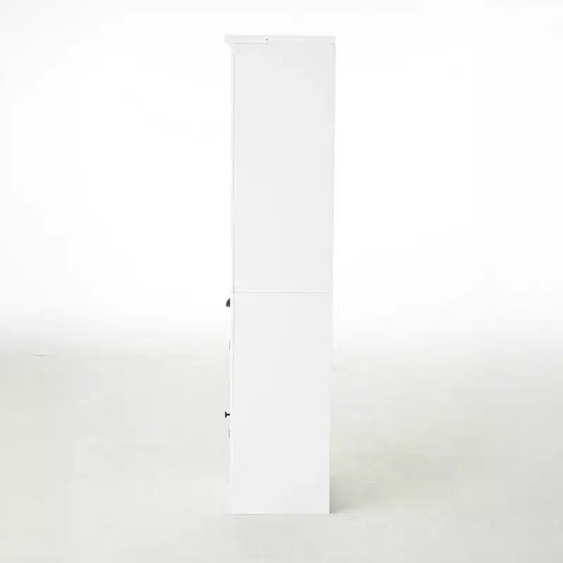 Organizer da dispensa in legno di piccole dimensioni, scaffale da esposizione indipendente da 75 pollici, libreria da fattoria per corridoio, soggiorno, ufficio, bianca