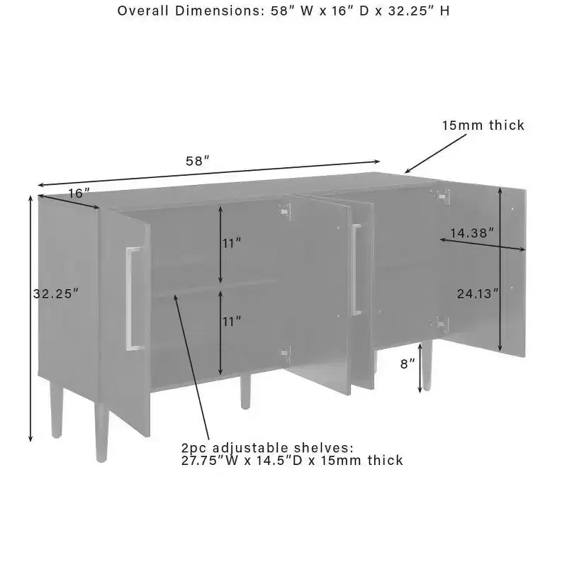 Credenza Everett per soggiorno, sala da pranzo o ingresso