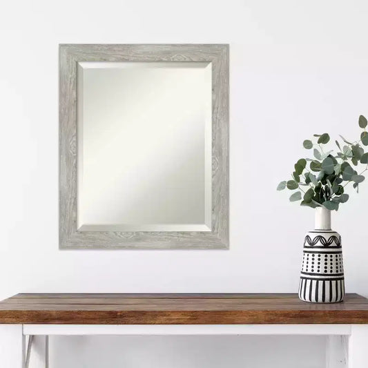 Specchio da parete stretto con cornice, modello Dove, 50,8 x 61 cm, lavaggio grigio, cornice in polistirene smussata