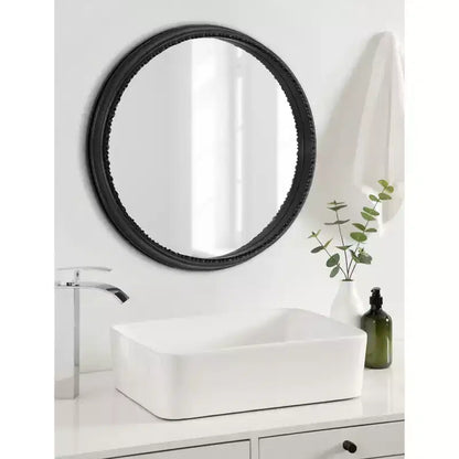 Specchio rotondo incorniciato Astele da 24" x 24", nero, specchio da parete decorativo moderno