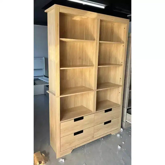 1 Carton-Packed Double-Row 4-Drawer Bookcase, Made of PB + MDF Boards