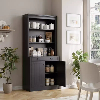 Libreria con Ante, Scaffale a 5 Ripiani da Pavimento a Soffitto con 1 Cassetto, Libreria Alta 180 cm Bianca per Ufficio Domestico, Soggiorno