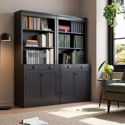 Libreria con Ante, Scaffale a 5 Ripiani da Pavimento a Soffitto con 1 Cassetto, Libreria Alta 180 cm Bianca per Ufficio Domestico, Soggiorno