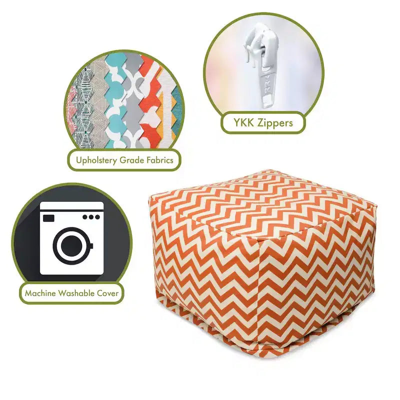 Pouf ottomano fantasia Chevron, Pouf rotondo decorativo da pavimento per soggiorno o camera da letto