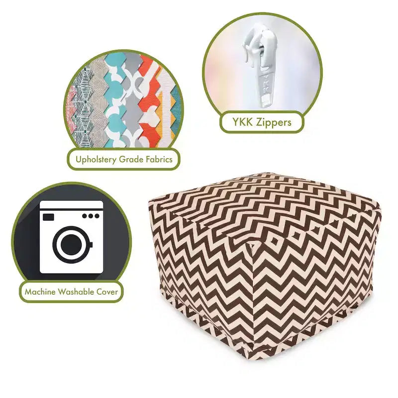 Pouf ottomano fantasia Chevron, Pouf rotondo decorativo da pavimento per soggiorno o camera da letto