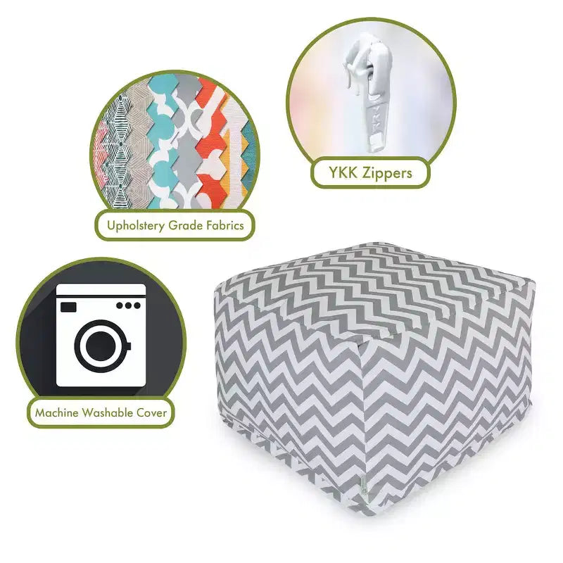 Pouf ottomano fantasia Chevron, Pouf rotondo decorativo da pavimento per soggiorno o camera da letto