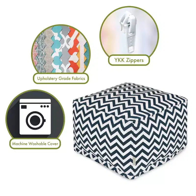 Pouf ottomano fantasia Chevron, Pouf rotondo decorativo da pavimento per soggiorno o camera da letto