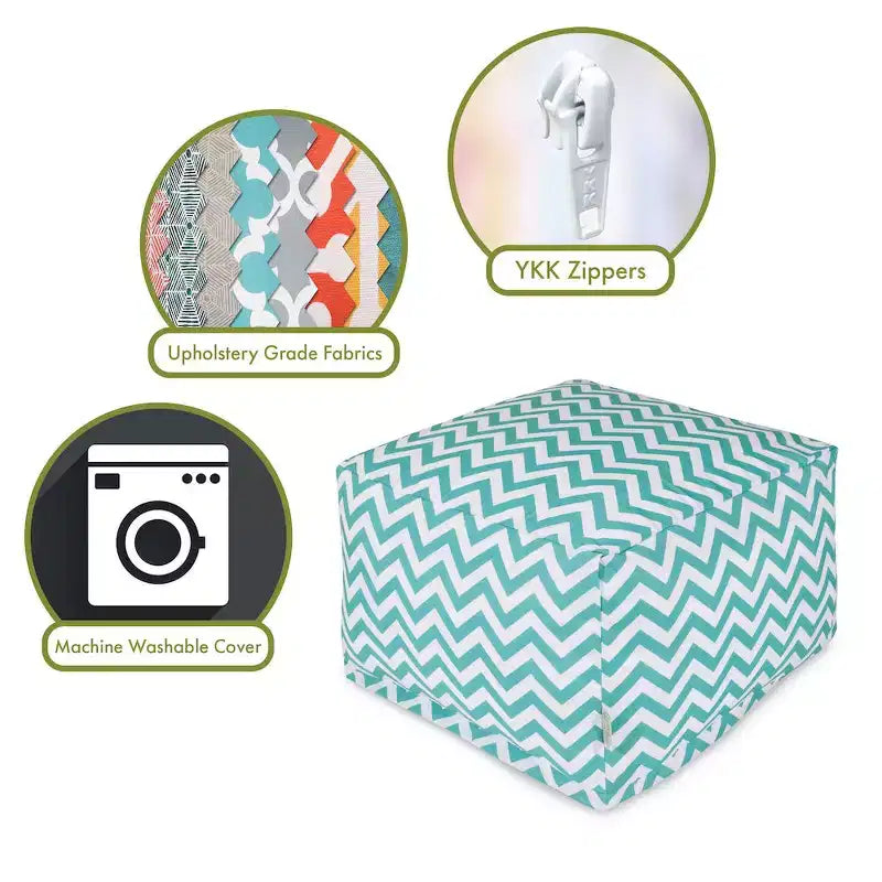 Pouf ottomano fantasia Chevron, Pouf rotondo decorativo da pavimento per soggiorno o camera da letto