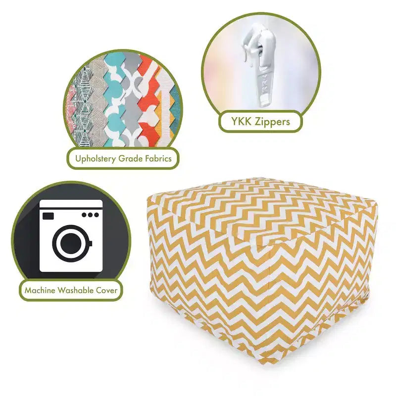 Pouf ottomano fantasia Chevron, Pouf rotondo decorativo da pavimento per soggiorno o camera da letto