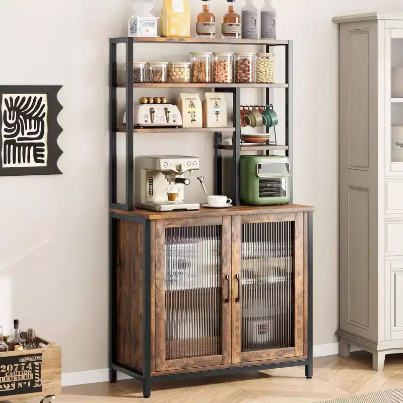 Madia a credenza piccola da 31,5" stile farmhouse con ripiani regolabili per soggiorno o ingresso