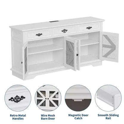 Madia a credenza piccola da 31,5" stile farmhouse con ripiani regolabili per soggiorno o ingresso