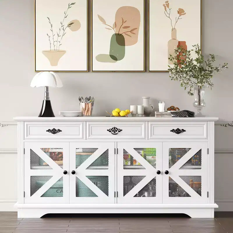 Madia a credenza piccola da 31,5" stile farmhouse con ripiani regolabili per soggiorno o ingresso