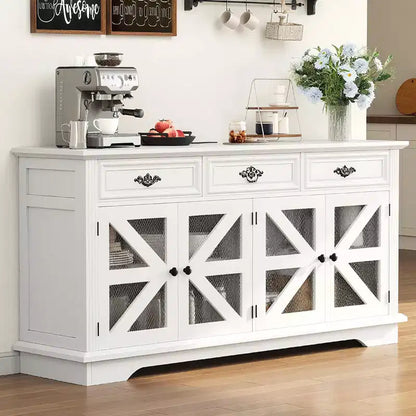 Madia a credenza piccola da 31,5" stile farmhouse con ripiani regolabili per soggiorno o ingresso