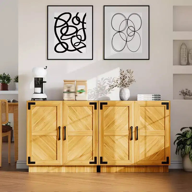 Madia a credenza piccola da 31,5" stile farmhouse con ripiani regolabili per soggiorno o ingresso