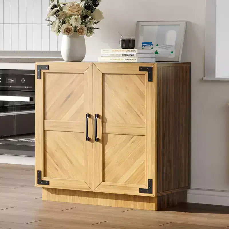 Madia a credenza piccola da 31,5" stile farmhouse con ripiani regolabili per soggiorno o ingresso