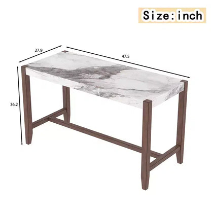 Tavolo da pranzo moderno da 47.5" con finitura effetto marmo e gambe rinforzate per cucina o soggiorno