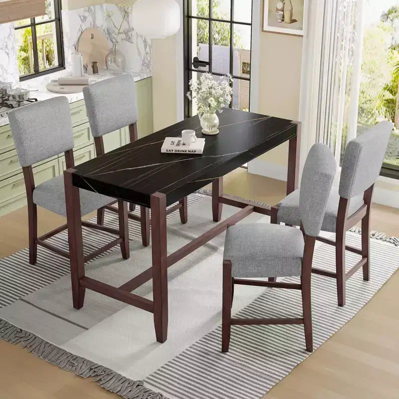 Tavolo da pranzo moderno da 47.5" con finitura effetto marmo e gambe rinforzate per cucina o soggiorno
