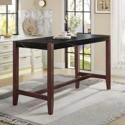 Tavolo da pranzo moderno da 47.5" con finitura effetto marmo e gambe rinforzate per cucina o soggiorno