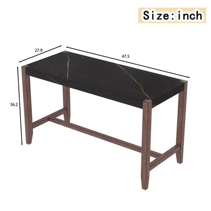 Tavolo da pranzo moderno da 47.5" con finitura effetto marmo e gambe rinforzate per cucina o soggiorno