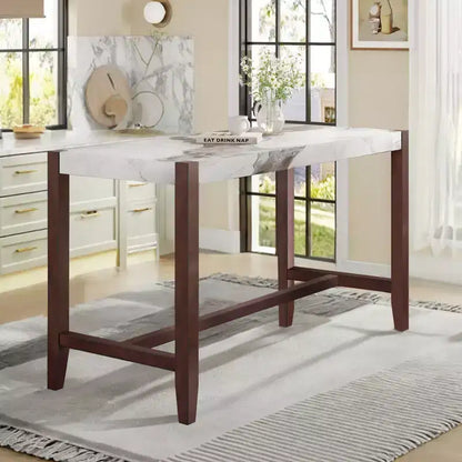 Tavolo da pranzo moderno da 47.5" con finitura effetto marmo e gambe rinforzate per cucina o soggiorno