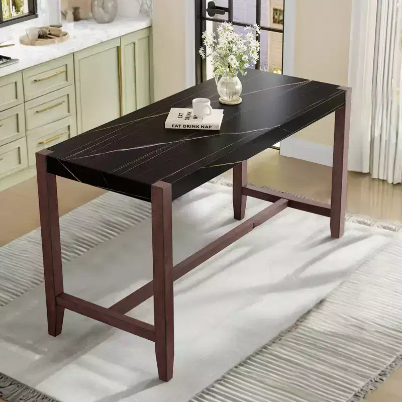 Tavolo da pranzo moderno da 47.5" con finitura effetto marmo e gambe rinforzate per cucina o soggiorno