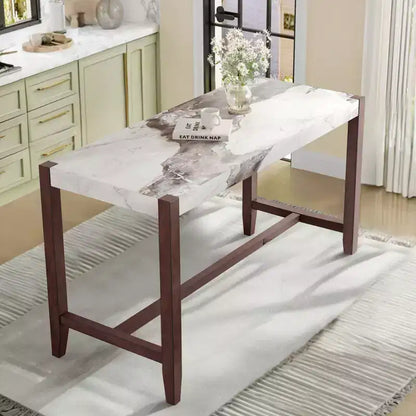 Okak 47.5IN Modern Faux Marble Finish Dining Table, Kitchen Table with Reinforced Table Legs, Dinner Table for Kitchen, Living Room