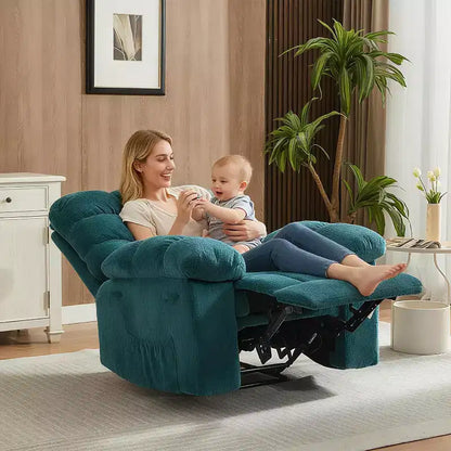 Poltrona Reclinabile Manuale, Design Ergonomico Imbottito con Tessuto Traspirante e Tasche Laterali, per Soggiorno