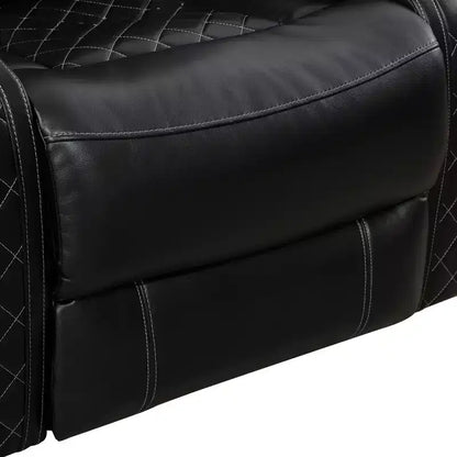 Poltrona reclinabile elettrica, poltrona reclinabile in pelle con ricarica USB, illuminazione a LED, colore nero