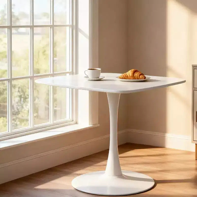 Tavolo da pranzo a piedistallo quadrato da 60 cm, stile caffè moderno per spazi compatti, base nera opaca