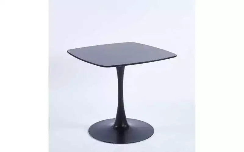 Tavolo da pranzo a piedistallo quadrato da 60 cm, stile caffè moderno per spazi compatti, base nera opaca