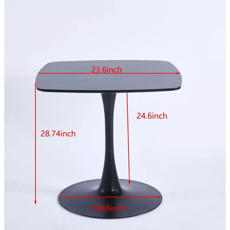 Tavolo da pranzo a piedistallo quadrato da 60 cm, stile caffè moderno per spazi compatti, base nera opaca