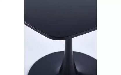 Tavolo da pranzo a piedistallo quadrato da 60 cm, stile caffè moderno per spazi compatti, base nera opaca