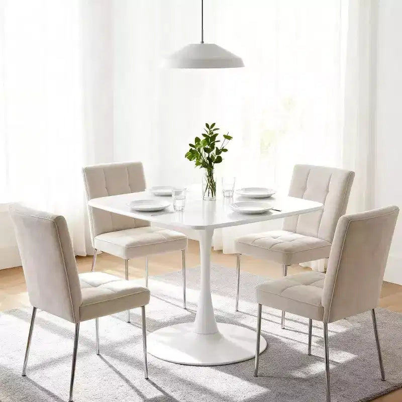 Tavolo da pranzo a piedistallo quadrato da 60 cm, stile caffè moderno per spazi compatti, base nera opaca