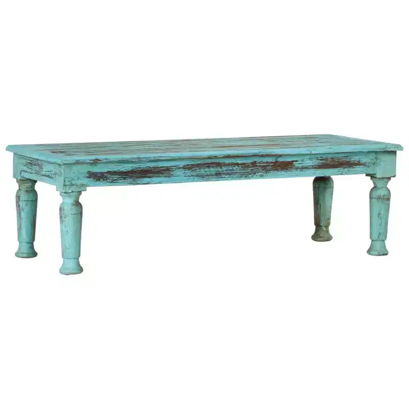 Tavolino da Caffè in Legno Massello Riciclato Multicolore, 110 x 50 x 34 cm