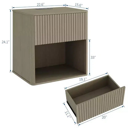 Comodino, comodino a incasso con presa e lampada a L, comodino moderno grande e ampio per camera da letto, soggiorno, divano, ufficio domestico, confezione da 2