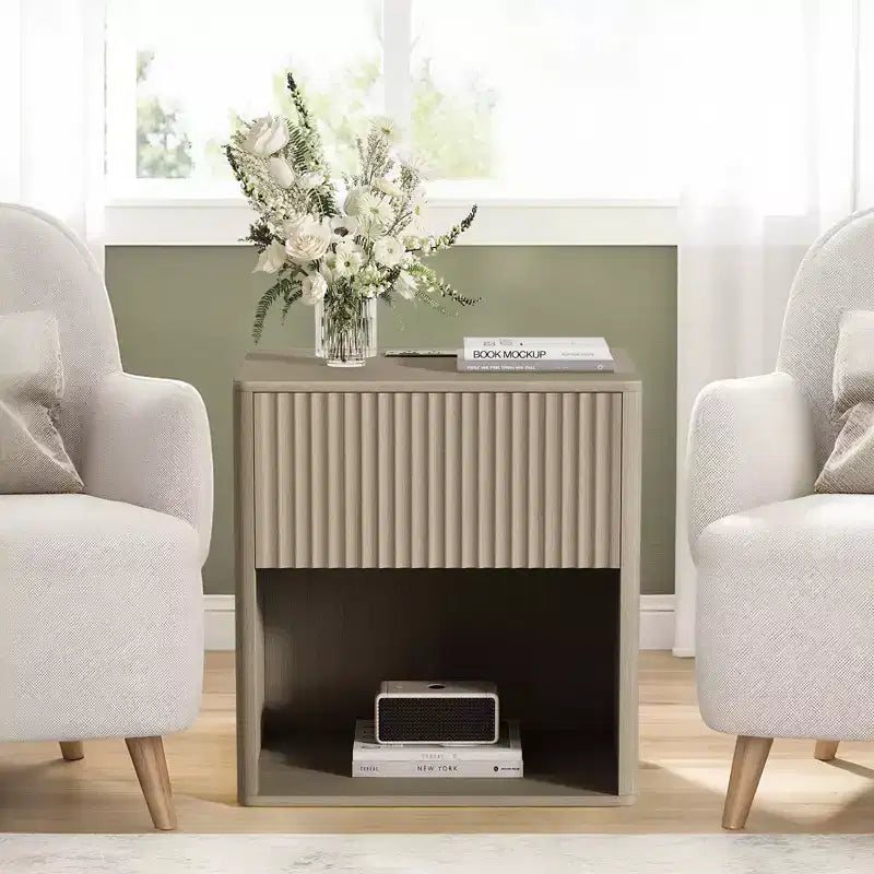 Comodino, comodino a incasso con presa e lampada a L, comodino moderno grande e ampio per camera da letto, soggiorno, divano, ufficio domestico, confezione da 2