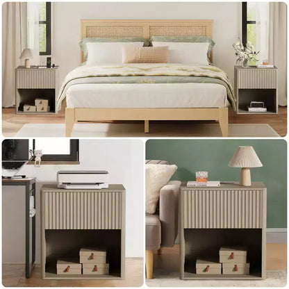 Comodino, comodino a incasso con presa e lampada a L, comodino moderno grande e ampio per camera da letto, soggiorno, divano, ufficio domestico, confezione da 2