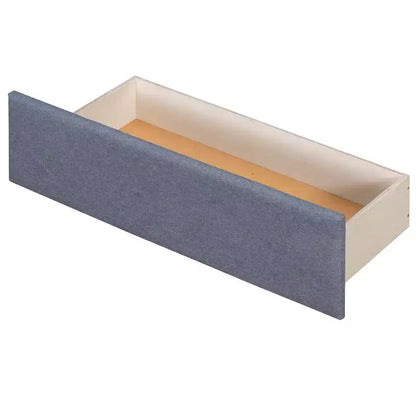 Letto a piattaforma a L una piazza e mezza, struttura letto in legno con letto estraibile e 2 cassetti e tavolino incorporato per camera da letto, grigio