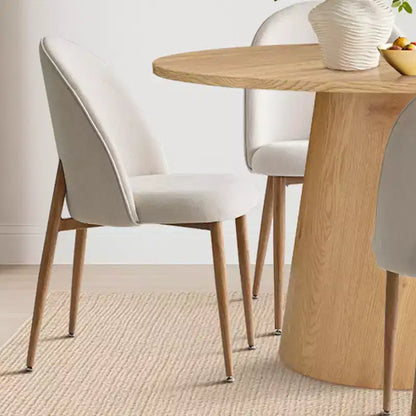 Tavolo da pranzo rotondo con piedistallo in rovere da 46" con 4 sedie imbottite, gambe in metallo color rovere, 4 posti a sedere