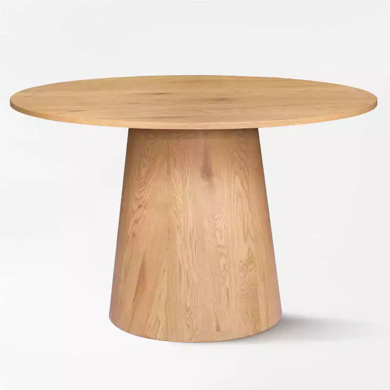 Tavolo da pranzo rotondo con piedistallo in rovere da 46" con 4 sedie imbottite, gambe in metallo color rovere, 4 posti a sedere