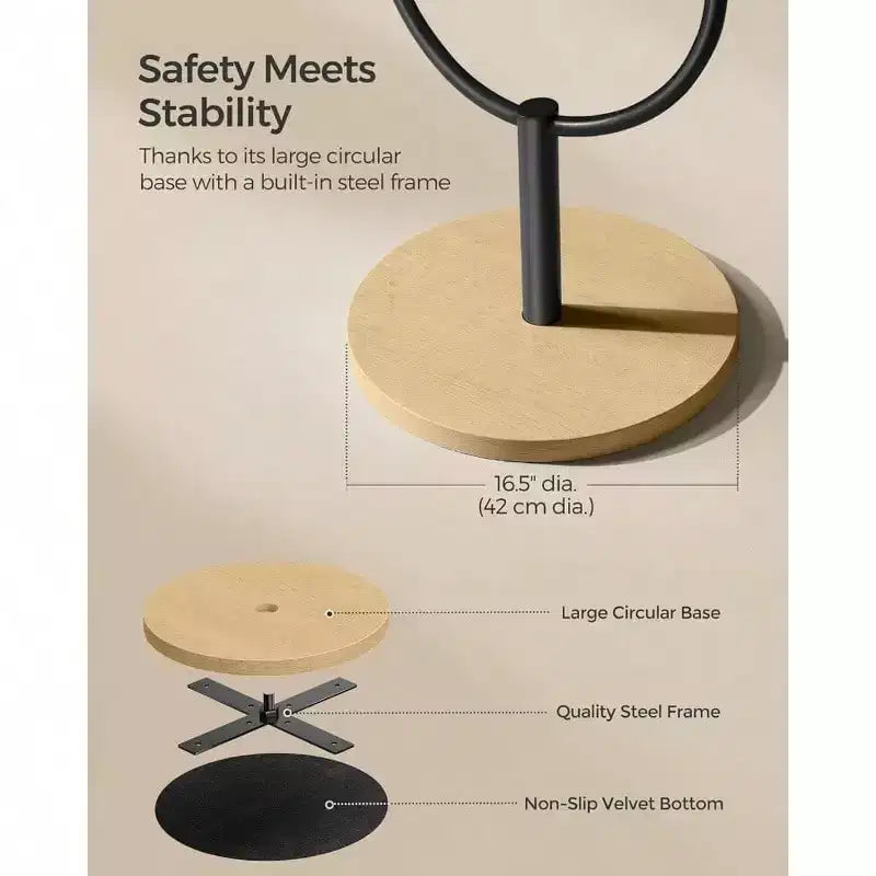 Specchio a figura intera, design 3 in 1 pluripremiato. In rovere beige e nero inchiostro per l'arredamento del soggiorno e della camera da letto