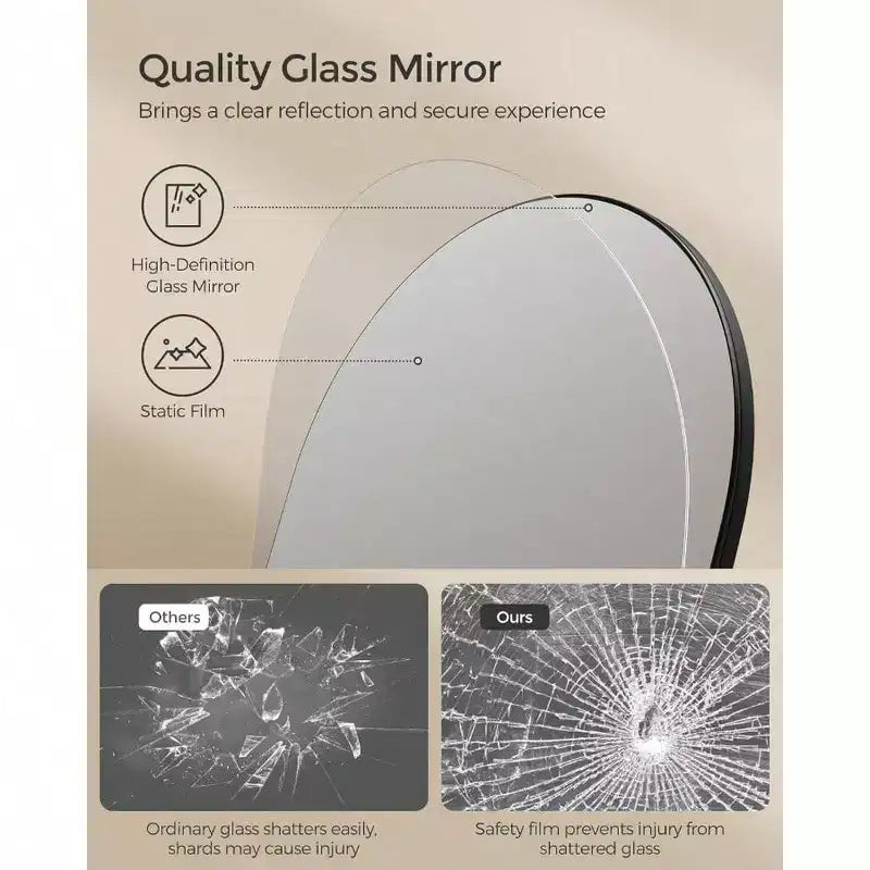 Specchio a figura intera, design 3 in 1 pluripremiato. In rovere beige e nero inchiostro per l'arredamento del soggiorno e della camera da letto