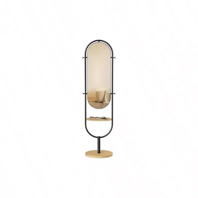 Specchio a figura intera, design 3 in 1 pluripremiato. In rovere beige e nero inchiostro per l'arredamento del soggiorno e della camera da letto