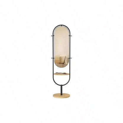 Specchio a figura intera, design 3 in 1 pluripremiato. In rovere beige e nero inchiostro per l'arredamento del soggiorno e della camera da letto