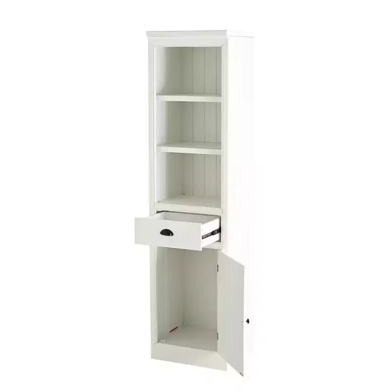 Organizer da dispensa in legno di piccole dimensioni, scaffale da esposizione indipendente da 75 pollici, libreria da fattoria per corridoio, soggiorno, ufficio, bianca