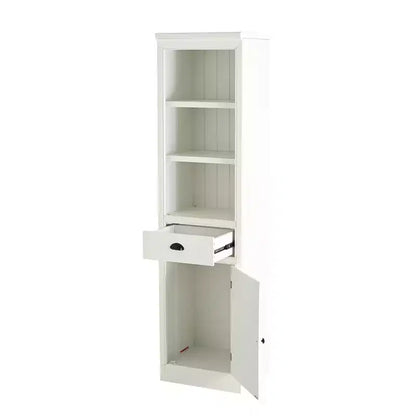 Organizer da dispensa in legno di piccole dimensioni, scaffale da esposizione indipendente da 75 pollici, libreria da fattoria per corridoio, soggiorno, ufficio, bianca