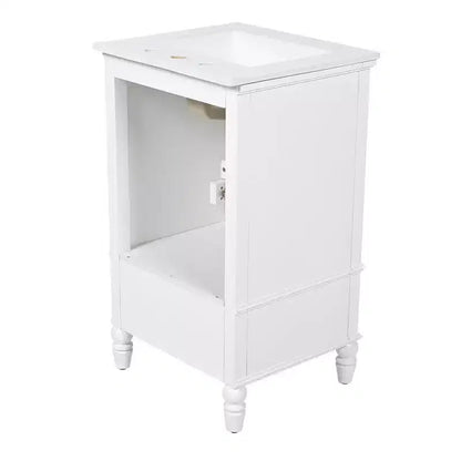 Mobiletto da bagno piccolo da 20" con lavabo, mobiletto da terra in legno con cassetti e ante, bianco