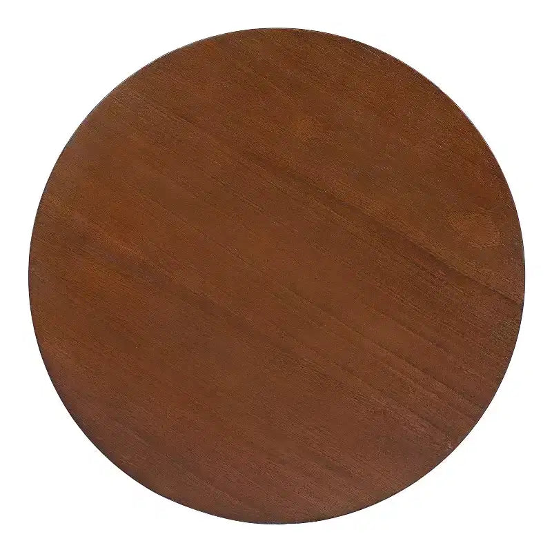 Tavolino Rotondo in Rattan da 15,7", Tavolino d'Appoggio in Legno Massello di Gomma per Soggiorno o Camera da Letto